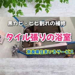 タイル張り浴室の目地周り・黒カビ・ヒビ割れの補修：奈良県のリフォーム会社